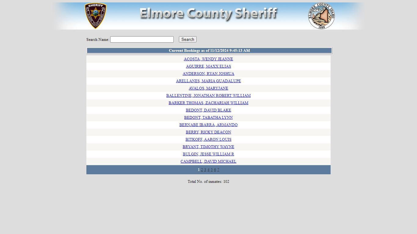 Elmore County, Idaho - List Current Bookings